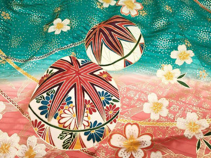 平和屋着物[]七五三　女の子　３歳　祝着　三つ身　蛇籠手毬桜文　暈し染め　金彩　逸品　DABH5147ea