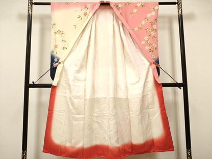 平和屋着物∵女の子　十三参り　子供　祝着　枝垂れ桜　熨斗花鞠文　暈し染め　金彩　逸品　DABH5149ea