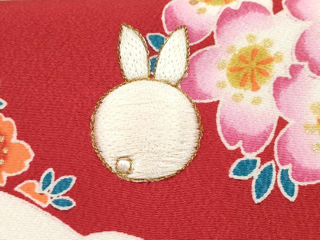 平和屋着物[]お宮参り　女の子　祝着　産着　初着　のしめ　花うさぎ　金彩　洗える着物　DABH5151ea