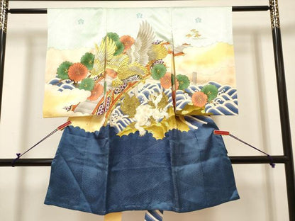 平和屋着物[]お宮参り　男の子　祝着　産着　初着　のしめ　刺繍　鷹　鷲　唐獅子　金彩　逸品　DABH5152ea