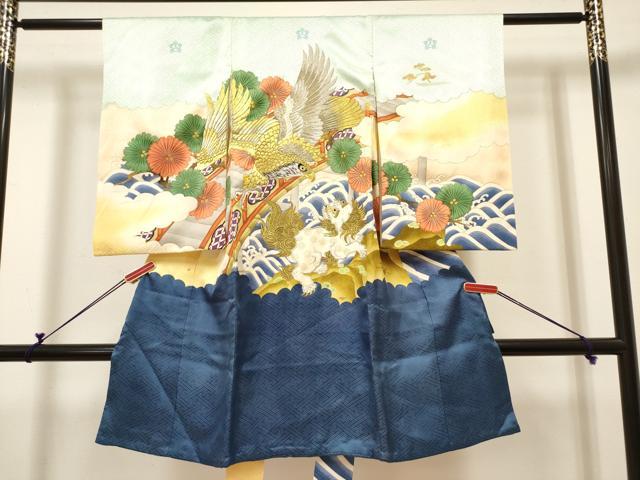 平和屋着物[]お宮参り　男の子　祝着　産着　初着　のしめ　刺繍　鷹　鷲　唐獅子　金彩　逸品　DABH5152ea