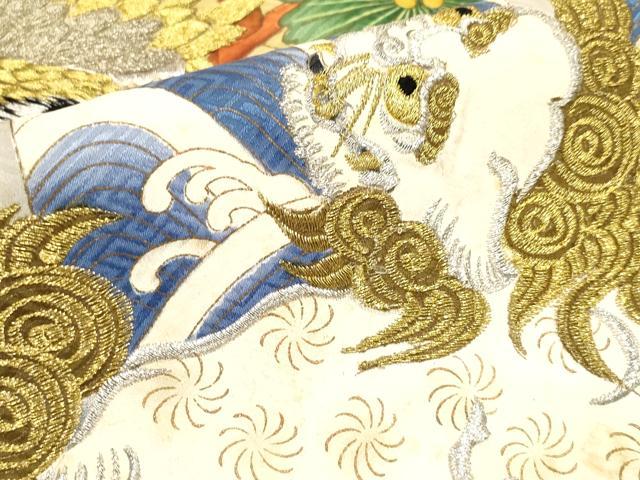 平和屋着物[]お宮参り　男の子　祝着　産着　初着　のしめ　刺繍　鷹　鷲　唐獅子　金彩　逸品　DABH5152ea