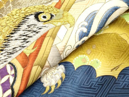 平和屋着物[]お宮参り　男の子　祝着　産着　初着　のしめ　刺繍　鷹　鷲　唐獅子　金彩　逸品　DABH5152ea