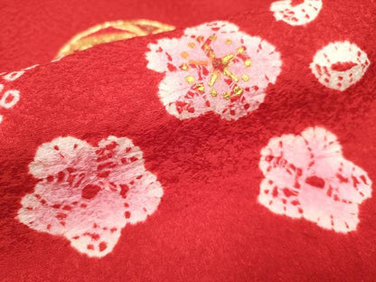 平和屋着物[]お宮参り　女の子　祝着　産着　初着　のしめ　駒刺繍　絞り　花鞠文　金彩　逸品　DABH5153ea