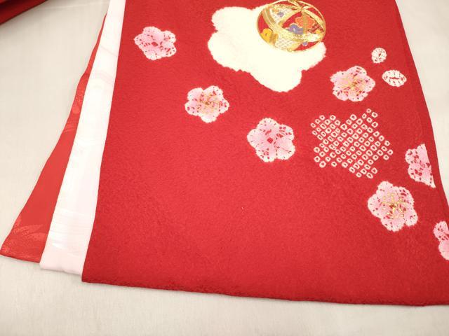 平和屋着物[]お宮参り　女の子　祝着　産着　初着　のしめ　駒刺繍　絞り　花鞠文　金彩　逸品　DABH5153ea