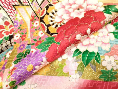 平和屋着物[]お宮参り　女の子　祝着　産着　初着　のしめ　駒刺繍　御所車熨斗花文　暈し染め　金彩　DABH5154ea