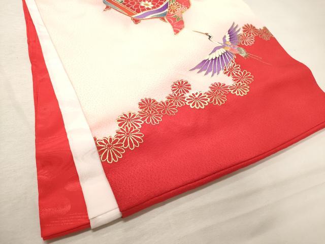 平和屋着物[]お宮参り　女の子　祝着　産着　初着　のしめ　絞り　束ね熨斗花鞠文　飛鶴　暈し染め　金銀彩　逸品　DABH5155ea