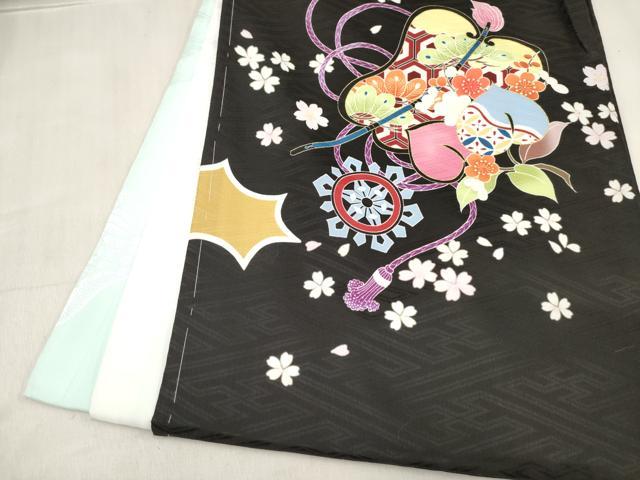 平和屋着物[]お宮参り　男の子　祝着　産着　初着　のしめ　刺繍　唐獅子花文　宝尽くし　黒地　金彩　未使用　DABH5158ea　
