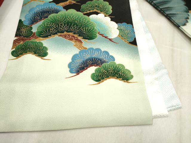 平和屋着物[]お宮参り　男の子　祝着　産着　初着　のしめ　鷹　鷲　楽器松文　暈し染め　金彩　洗える着物　未使用　DABH5179ea