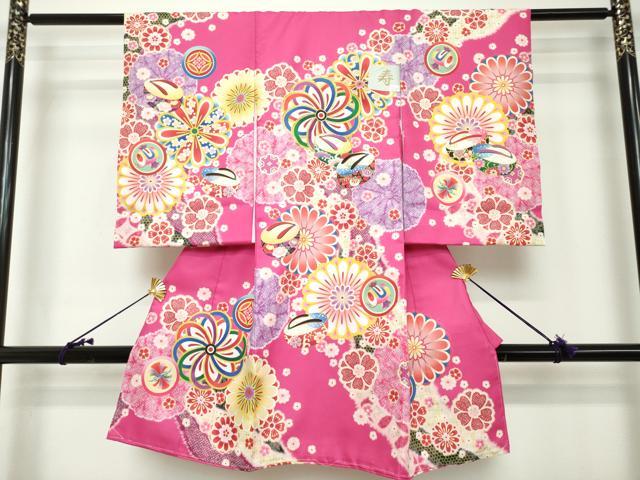 平和屋着物[]お宮参り　女の子　祝着　産着　初着　のしめ　刺繍　ぽっくり　舞花文　家紋散らし　金糸　未使用　DABH5183ea