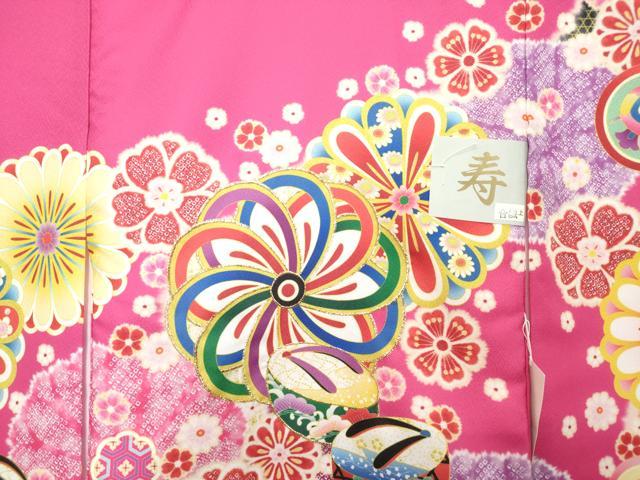 平和屋着物[]お宮参り　女の子　祝着　産着　初着　のしめ　刺繍　ぽっくり　舞花文　家紋散らし　金糸　未使用　DABH5183ea