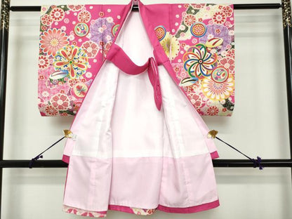 平和屋着物[]お宮参り　女の子　祝着　産着　初着　のしめ　刺繍　ぽっくり　舞花文　家紋散らし　金糸　未使用　DABH5183ea