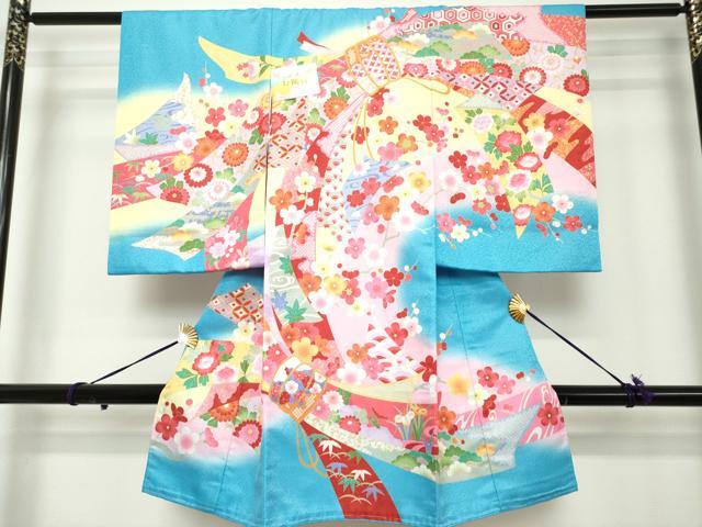 平和屋着物[]お宮参り　女の子　祝着　産着　初着　のしめ　束ね熨斗花文　未使用　DABH5184ea