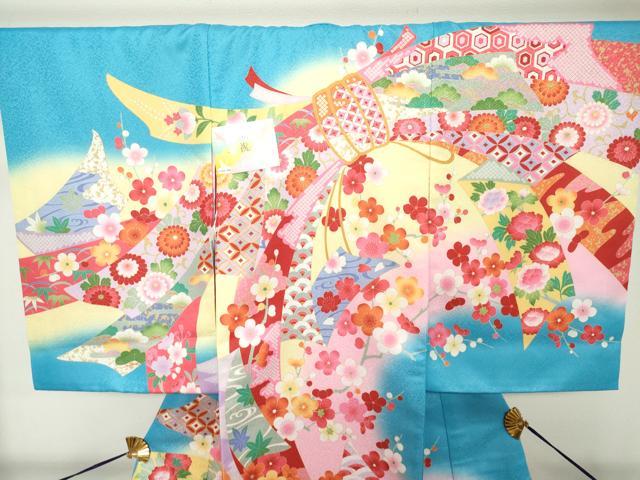 平和屋着物[]お宮参り　女の子　祝着　産着　初着　のしめ　束ね熨斗花文　未使用　DABH5184ea