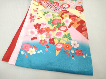 平和屋着物[]お宮参り　女の子　祝着　産着　初着　のしめ　束ね熨斗花文　未使用　DABH5184ea