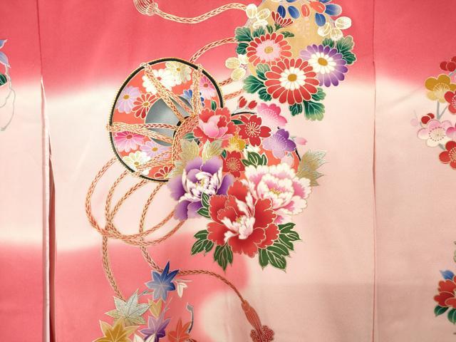 平和屋着物[]お宮参り　女の子　祝着　産着　初着　のしめ　駒刺繍　童子遊び　鼓花文　暈し染め　金彩　逸品　DABH5185ea
