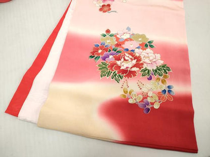 平和屋着物[]お宮参り　女の子　祝着　産着　初着　のしめ　駒刺繍　童子遊び　鼓花文　暈し染め　金彩　逸品　DABH5185ea