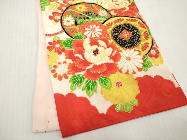 平和屋着物[]お宮参り　女の子　祝着　産着　初着　のしめ　駒刺繍　鼓花文　金彩　DABH5186ea