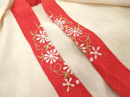平和屋着物[]お宮参り　女の子　祝着　産着　初着　のしめ　駒刺繍　鼓花文　金彩　DABH5186ea