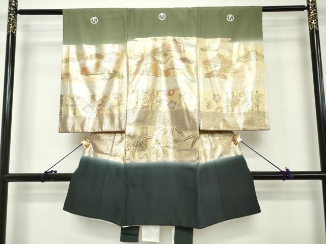 平和屋着物[]お宮参り　男の子　祝着　産着　初着　のしめ　松竹梅　暈し染め　金彩　DABH5188ea