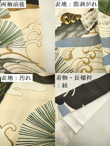 平和屋着物[]お宮参り　男の子　祝着　産着　初着　のしめ　刺繍　鷹　鷲　立波松文　金彩　逸品　DABH5189ea