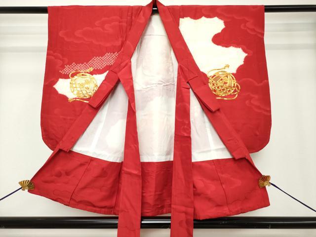 平和屋着物[]七五三　女の子　３歳　祝着　三つ身　駒刺繍　絞り　手毬文　逸品　DABH5191ea