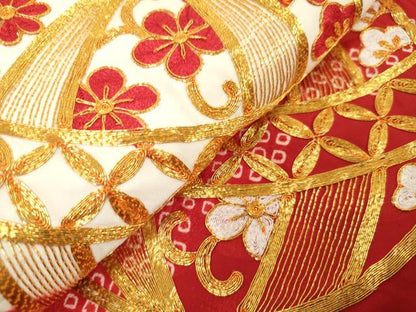 平和屋着物[]七五三　女の子　３歳　祝着　三つ身　駒刺繍　絞り　手毬文　逸品　DABH5191ea