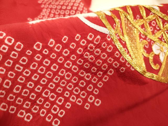 平和屋着物[]七五三　女の子　３歳　祝着　三つ身　駒刺繍　絞り　手毬文　逸品　DABH5191ea