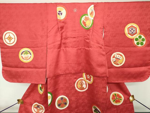 平和屋着物[]七五三　女の子　３歳　祝着　三つ身　家紋並べ　金彩　逸品　DABH5201ea