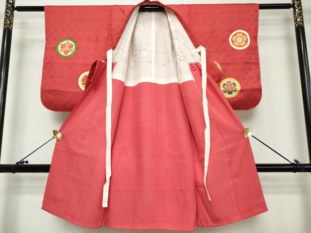 平和屋着物[]七五三　女の子　３歳　祝着　三つ身　家紋並べ　金彩　逸品　DABH5201ea