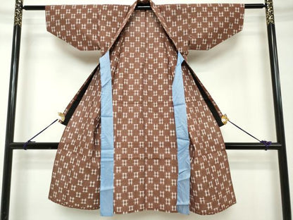 平和屋着物[]久留米絣　男の子　子供　単衣　井桁絣　綿　逸品　DABH5202ea