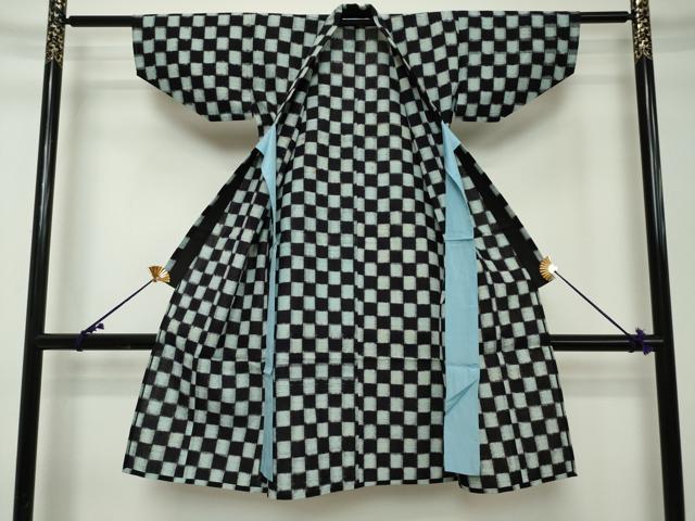 平和屋着物[]久留米絣　男の子　子供　単衣　市松絣　綿　逸品　DABH5203ea