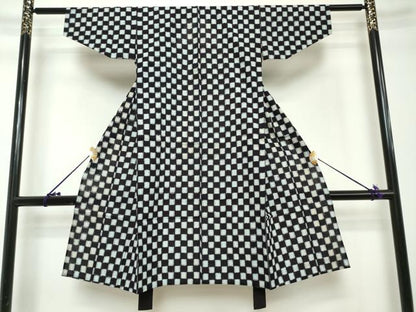 平和屋着物[]久留米絣　男の子　子供　単衣　市松絣　綿　逸品　DABH5204ea
