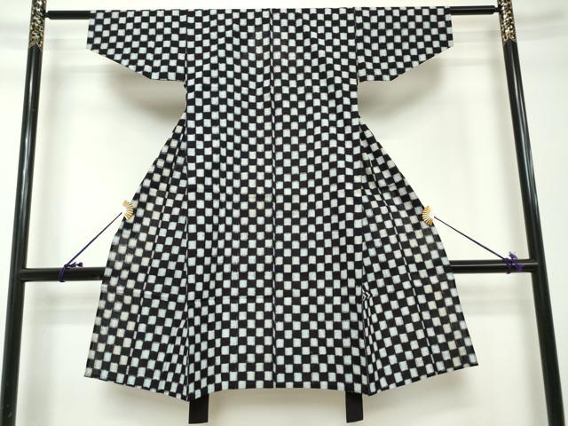 平和屋着物[]久留米絣　男の子　子供　単衣　市松絣　綿　逸品　DABH5204ea