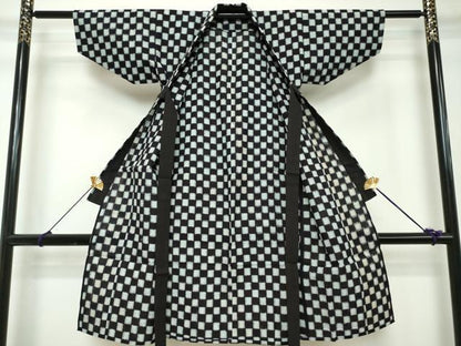 平和屋着物[]久留米絣　男の子　子供　単衣　市松絣　綿　逸品　DABH5205ea