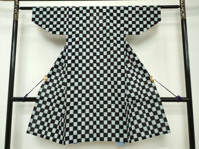 平和屋着物[]久留米絣　男の子　子供　単衣　市松絣　綿　逸品　DABH5206ea