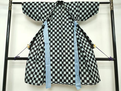 平和屋着物[]久留米絣　男の子　子供　単衣　市松絣　綿　逸品　DABH5206ea