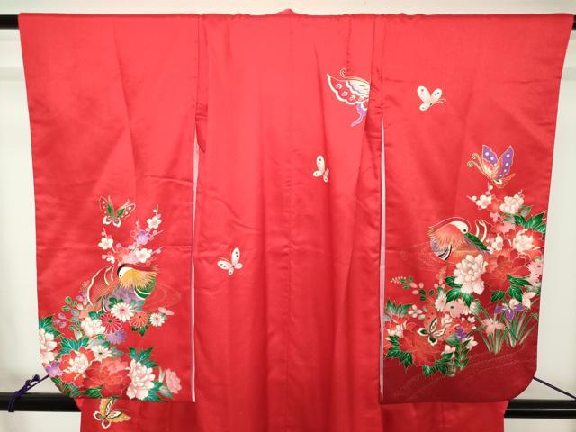 平和屋着物[]七五三　女の子　７歳　祝着　四つ身　襦袢付き　鴛鴦花文　金彩　逸品　DABH5207ea
