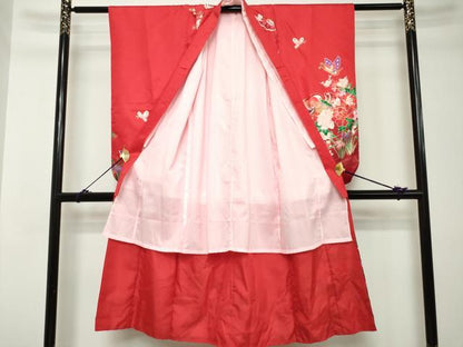 平和屋着物[]七五三　女の子　７歳　祝着　四つ身　襦袢付き　鴛鴦花文　金彩　逸品　DABH5207ea