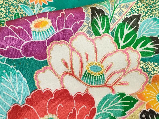 平和屋着物[]七五三 女の子 ７歳 祝着 四つ身 束ね熨斗花松文 枝垂れ桜 金彩 DABH5208ea