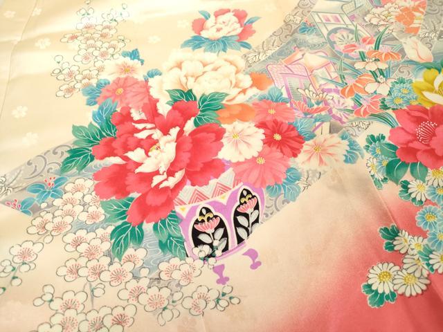 平和屋着物[]七五三　女の子　３歳　祝着　三つ身　駒刺繍　鴛鴦飾花文　暈し染め　逸品　DABH5214ea