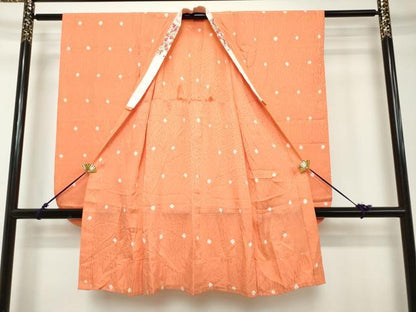 平和屋着物[]女の子　子供　長襦袢　無双仕立て　絞り　菊地紋　半衿刺繍　逸品　DABH5217ea