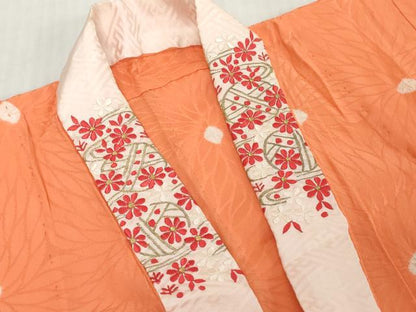 平和屋着物[]女の子　子供　長襦袢　無双仕立て　絞り　菊地紋　半衿刺繍　逸品　DABH5217ea