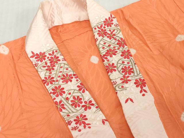 平和屋着物[]女の子　子供　長襦袢　無双仕立て　絞り　菊地紋　半衿刺繍　逸品　DABH5217ea