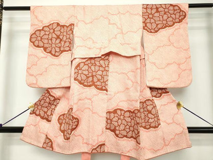 平和屋着物[]七五三　女の子　３歳　祝着　三つ身　総絞り　雲取り花文　逸品　DABH5218ea