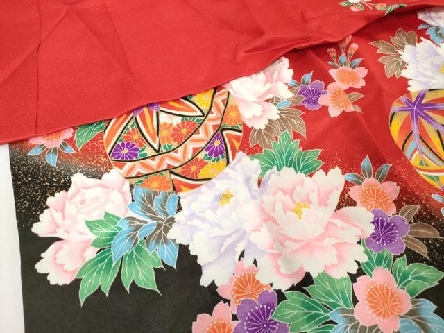 平和屋着物[]七五三　女の子　３歳　祝着　三つ身　枝垂れ桜　花鞠文　暈し染め　金彩　逸品　DABH5219ea