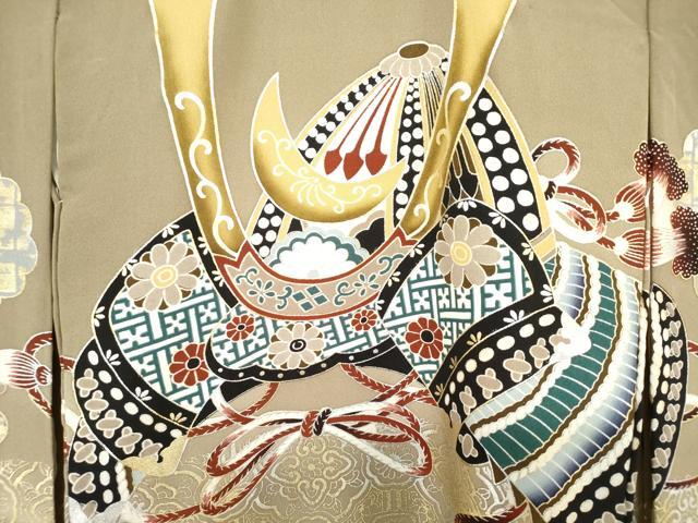 平和屋着物[]お宮参り　男の子　祝着　産着　初着　のしめ　兜　家紋散らし　暈し染め　金銀彩　逸品　DABH5221ea