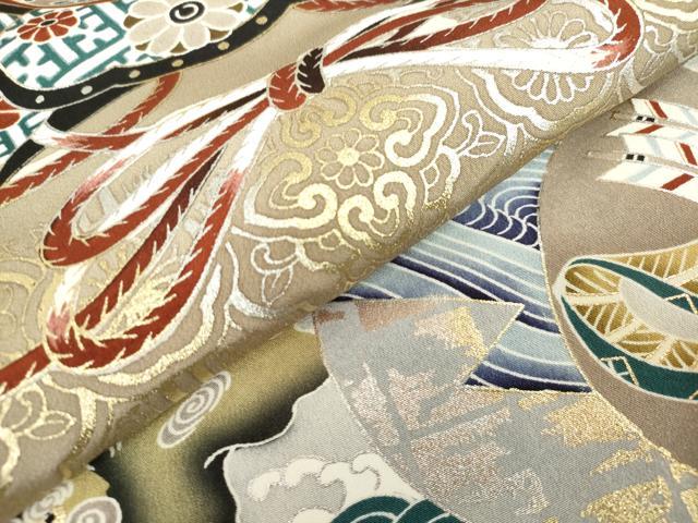 平和屋着物[]お宮参り　男の子　祝着　産着　初着　のしめ　兜　家紋散らし　暈し染め　金銀彩　逸品　DABH5221ea