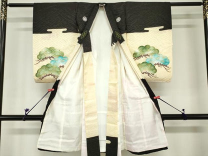 平和屋着物[]お宮参り　男の子　祝着　産着　初着　のしめ　刺繍　鷹　鷲　笠松　金彩　洗える着物　DABH5222ea