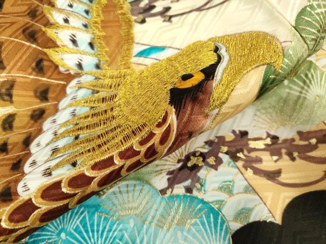 平和屋着物[]お宮参り　男の子　祝着　産着　初着　のしめ　刺繍　鷹　鷲　笠松　金彩　洗える着物　DABH5222ea